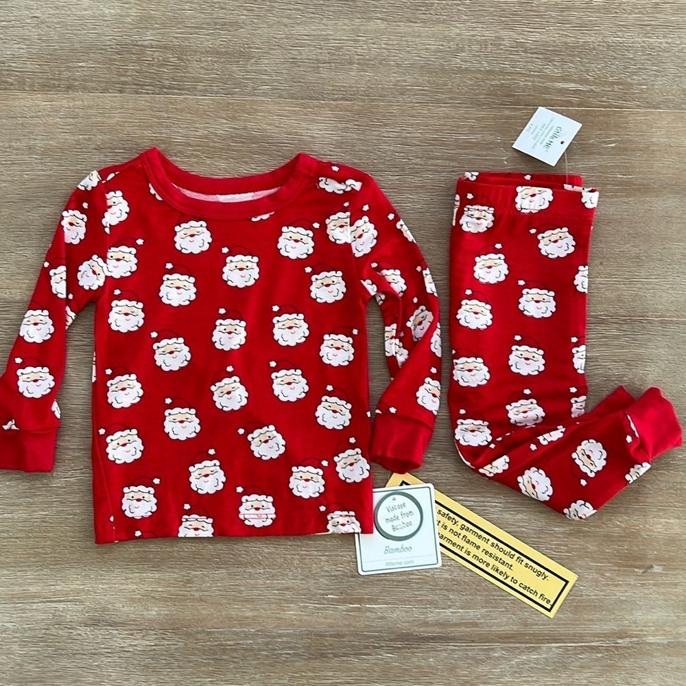 🎄Little Me Toddler Boy Bamboo Christmas Santa Pajama Set 12 months